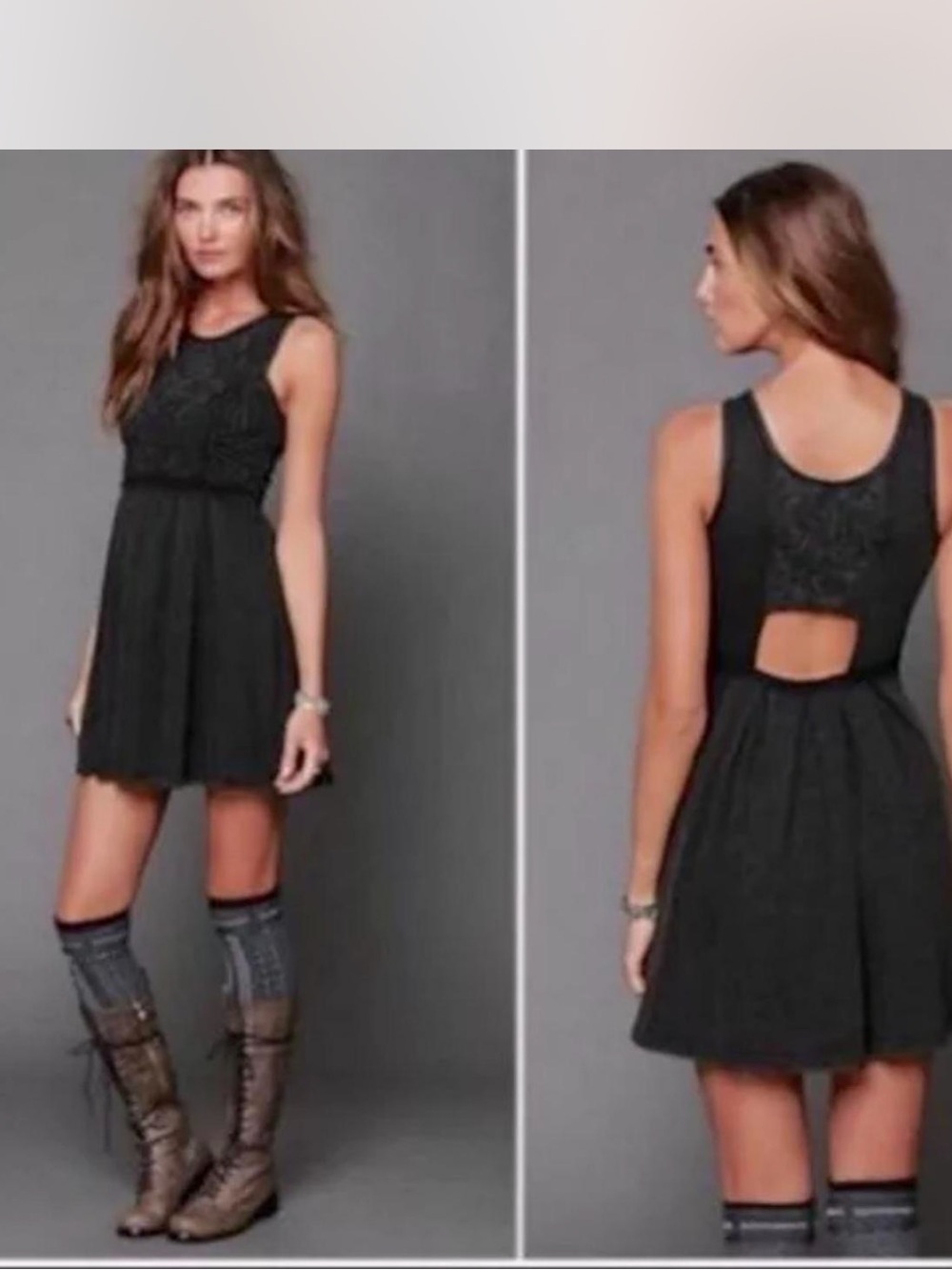 Free People “Sassy Satouche” Dress Charcoal - Large
